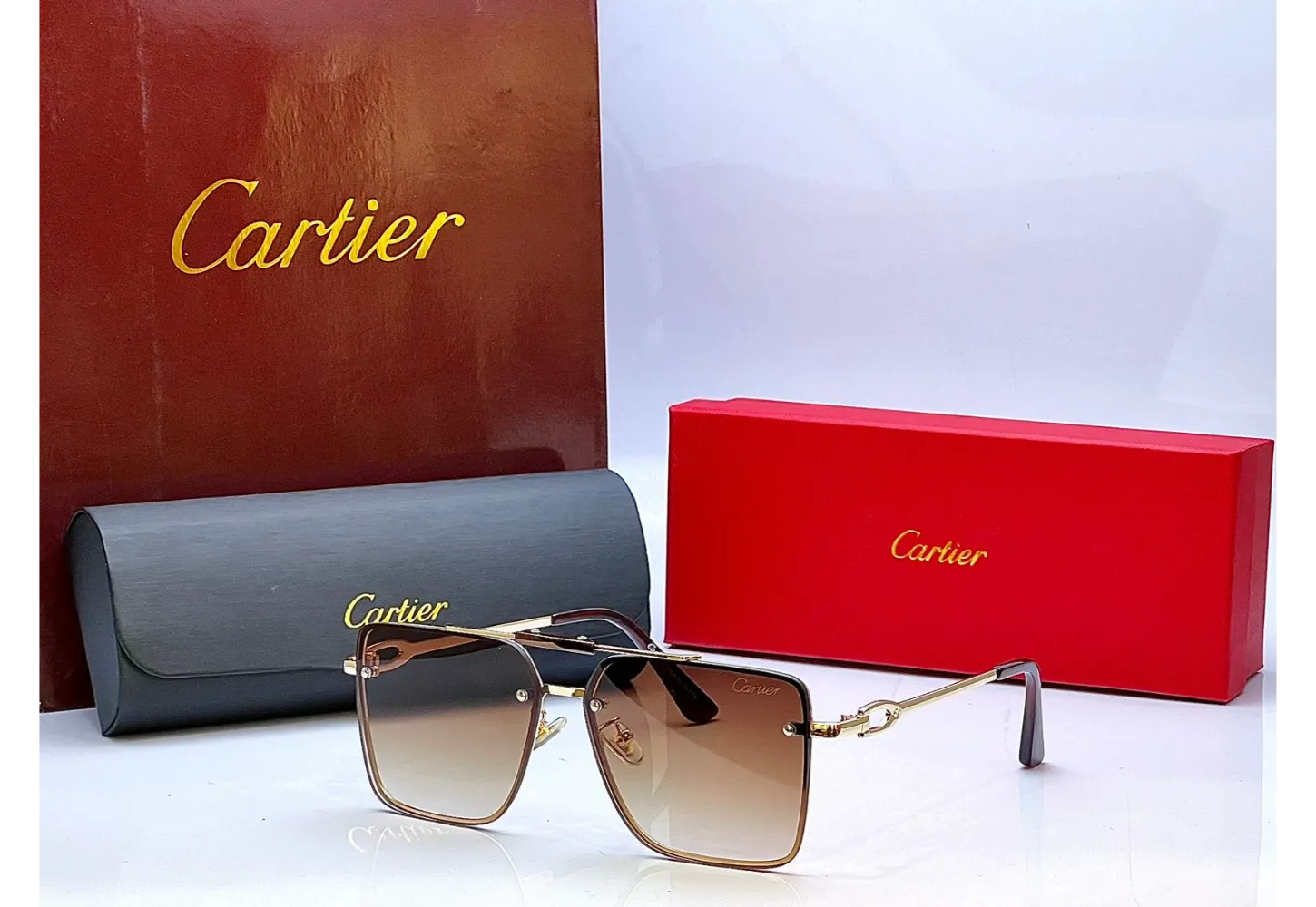 Cartier 23014 Golden Brown Sunglasses