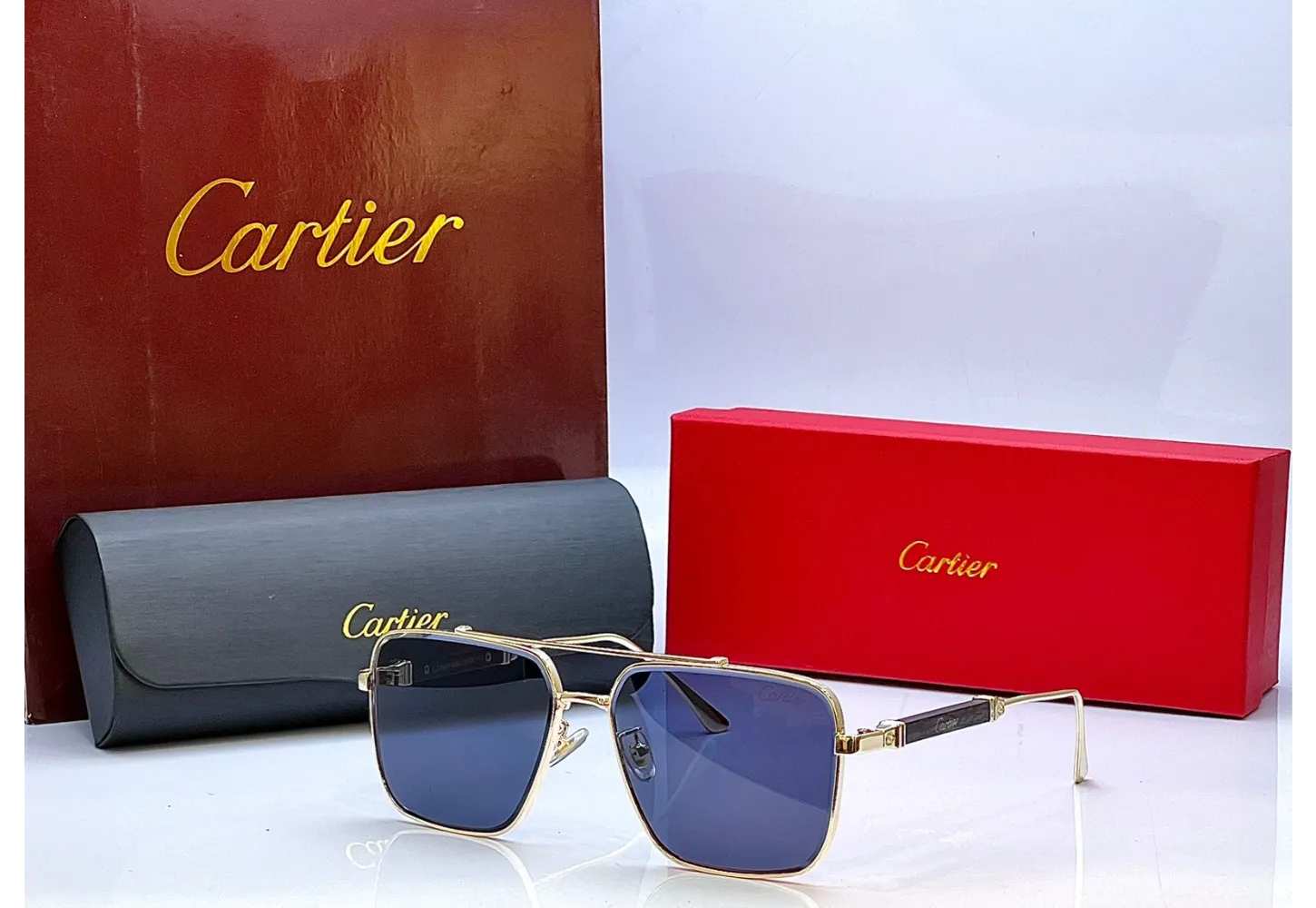 Cartier 23064 Golden Black Sunglasses