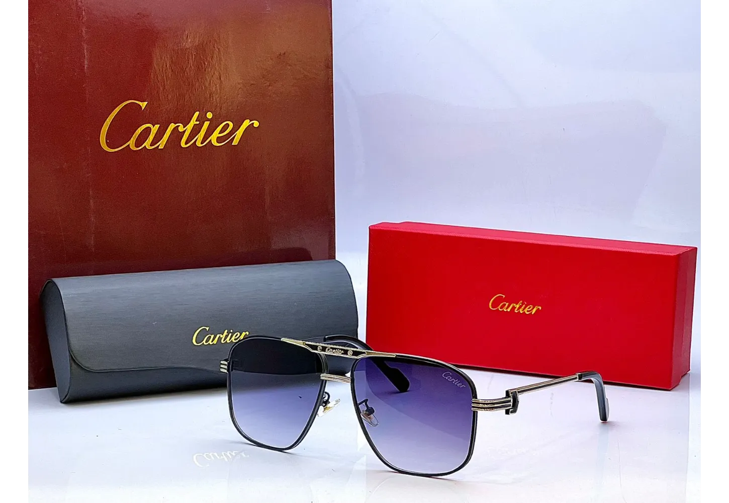 Cartier TJ72330 Black Double Shade Sunglasses