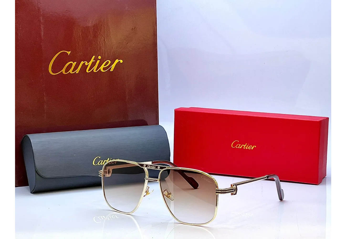 Cartier TJ72330 Golden Brown Sunglasses