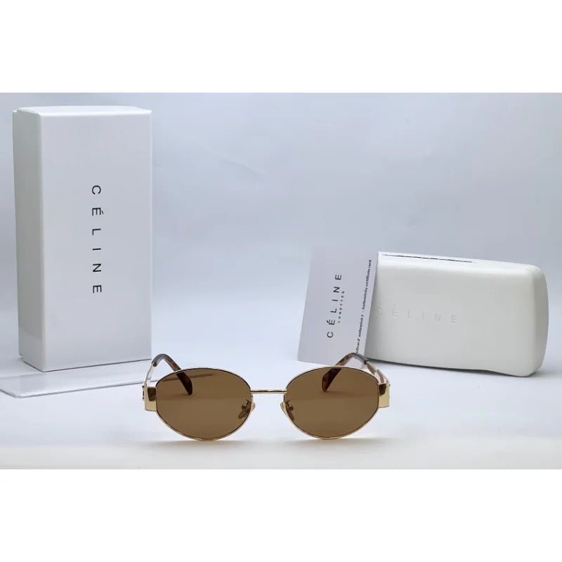 Celine TRIOMPHE Gold Brown Metal Sunglasses