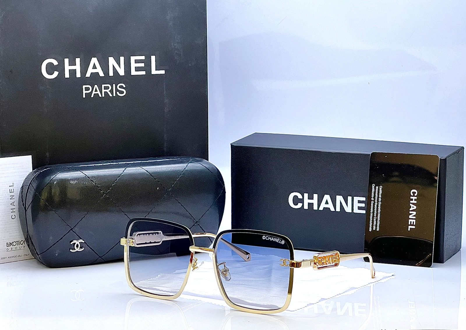 Chanel 5063 Golden Double Shade Square Sunglasses
