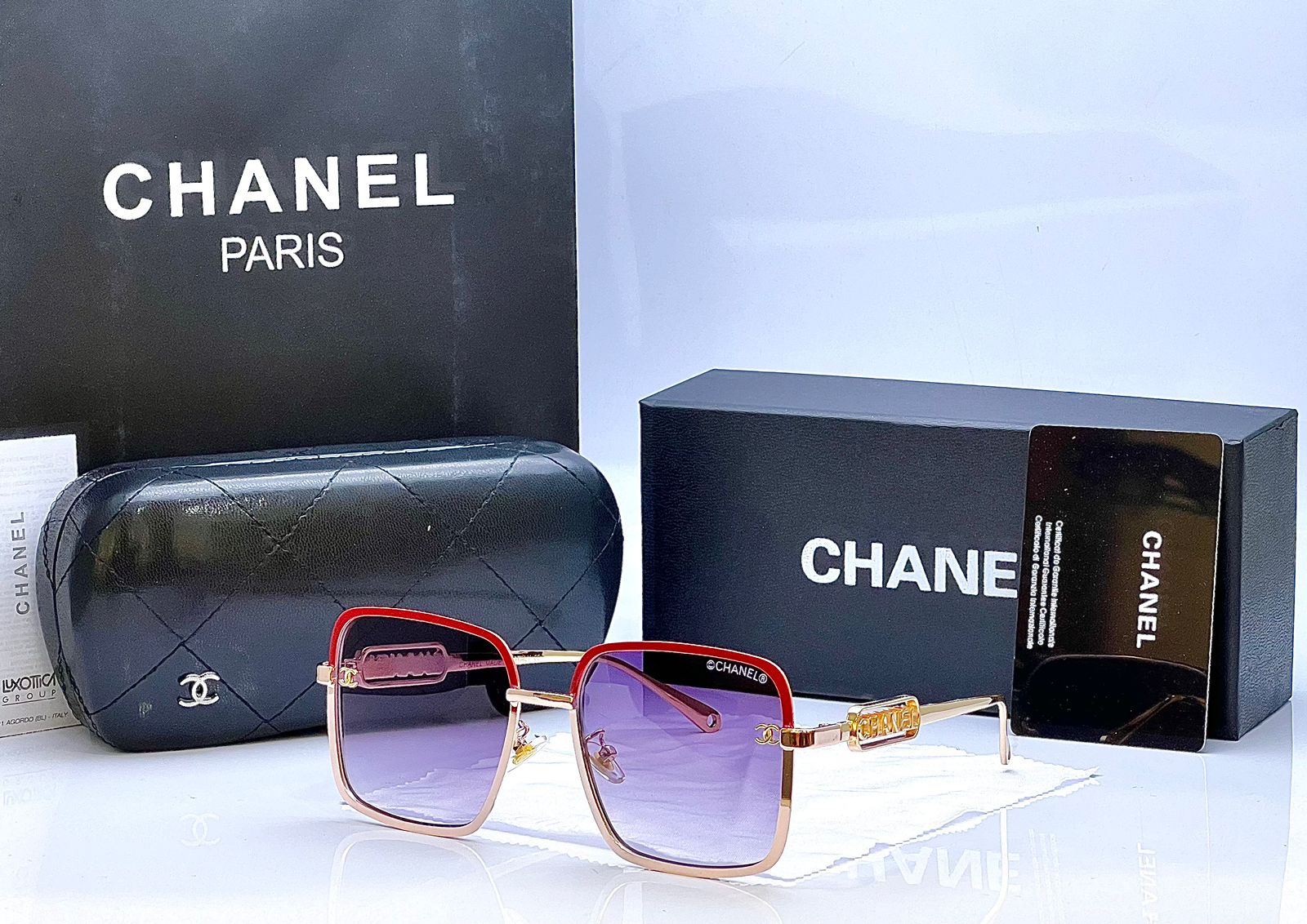 Chanel 5063 Golden Red Square Sunglasses
