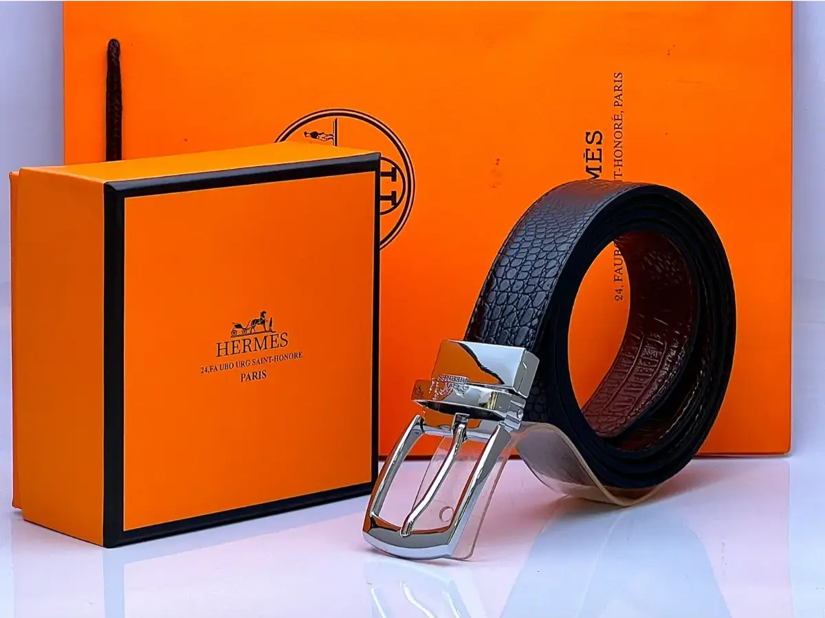 Hermes Silver Simple Buckle Belt For Men
