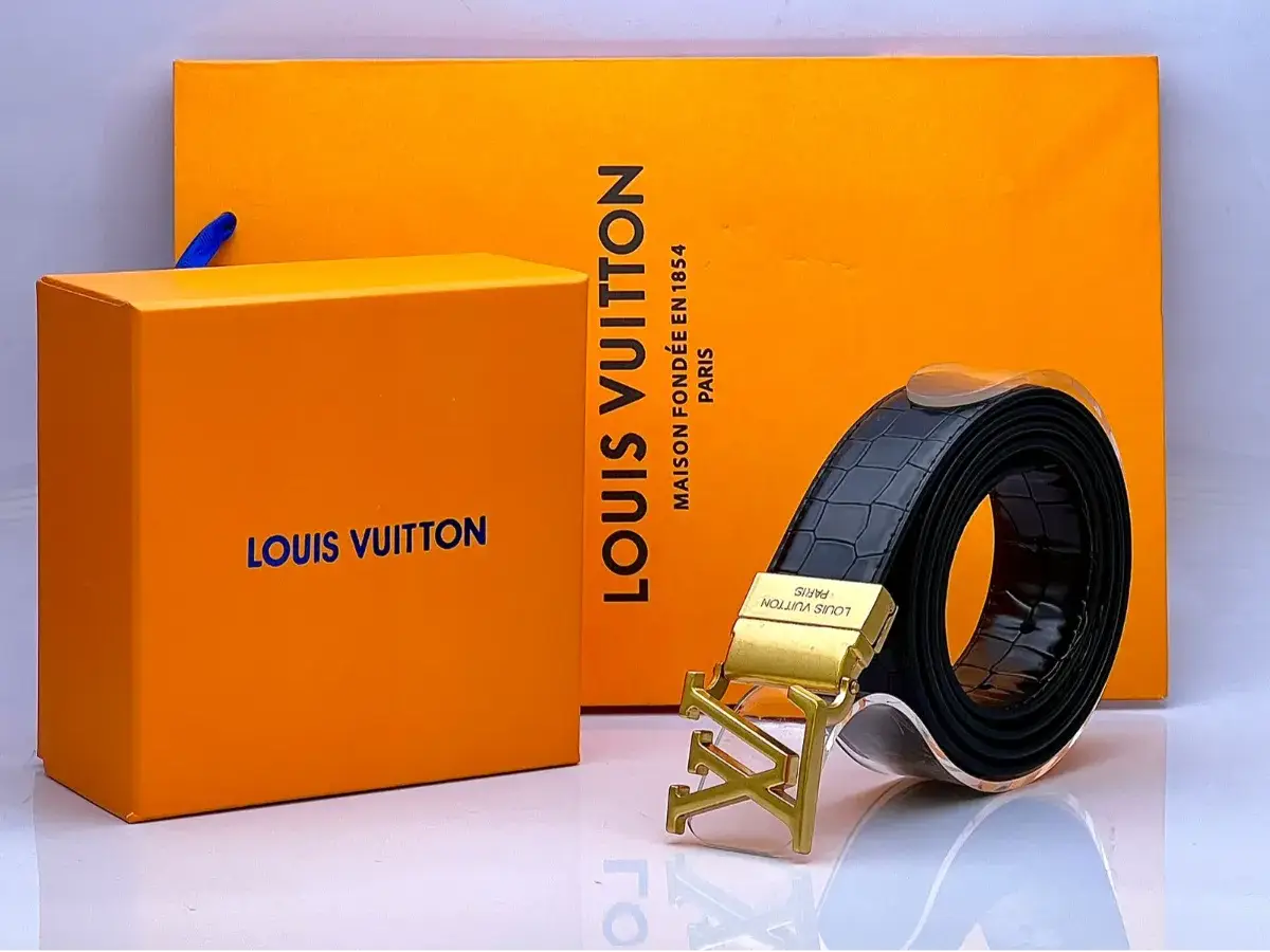 Louis Vuitton Golden Mat LV logo Belt For Men