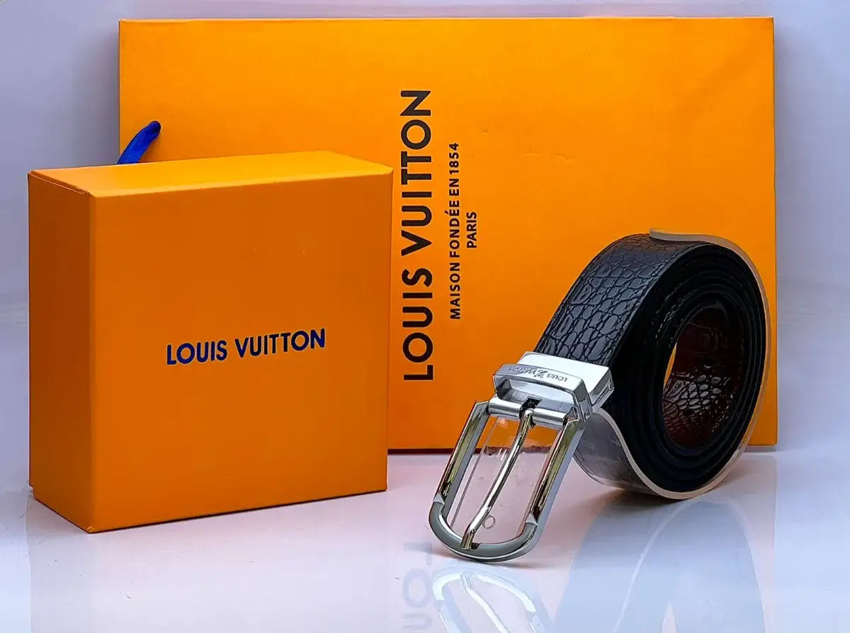 Louis Vuitton Silver Simple Buckle Belt For Men