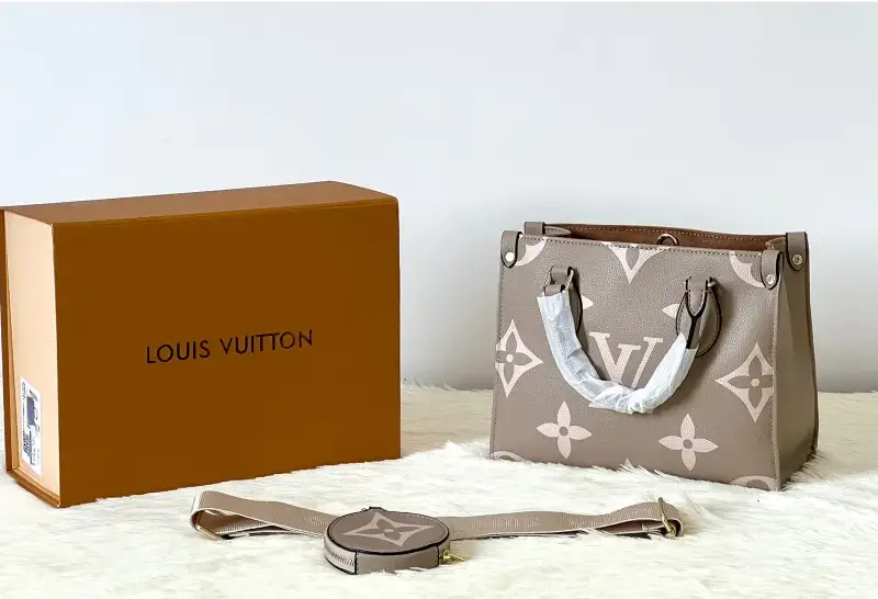 Louis Vuitton onthego Khaki Color with White Logo