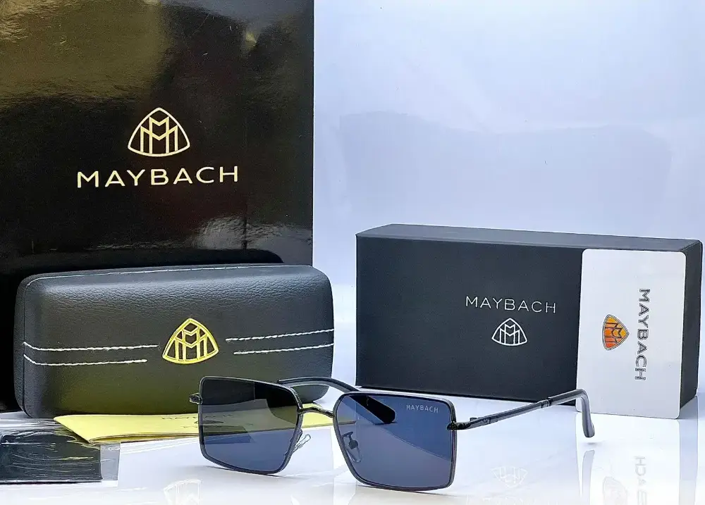 Maybach 2432 Black Small Rectangular Sunglasses
