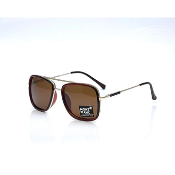 Mont Blanc 743 Golden Brown Square Sunglasses