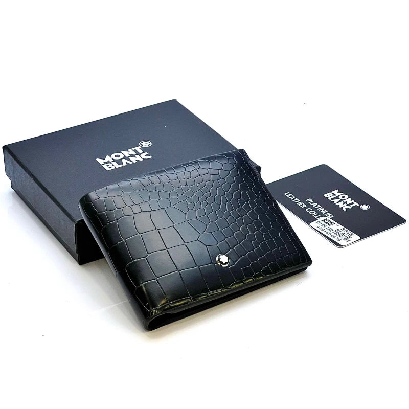 Mont Blanc Black Engraved Texture Wallet