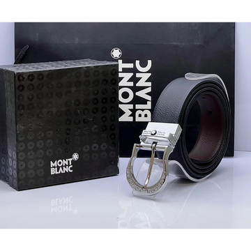 Mont Blanc Silver Simple Buckle Belt For Men