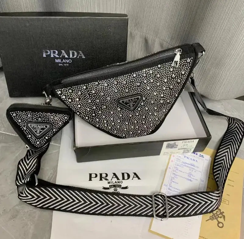 Prada Triangle Crossbody with Stones