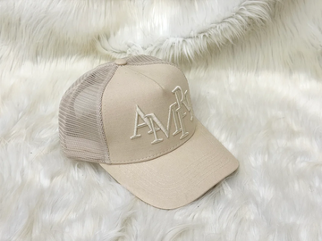 AMIRI Beige MA Embroidered Mesh Trucker Cap