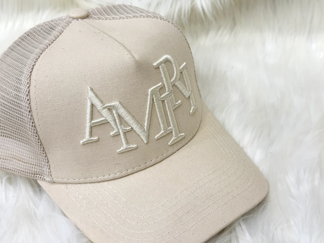 AMIRI Beige MA Embroidered Mesh Trucker Cap