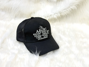 AMIRI Black Engineered in California 2023 Graphic Trucker Cap