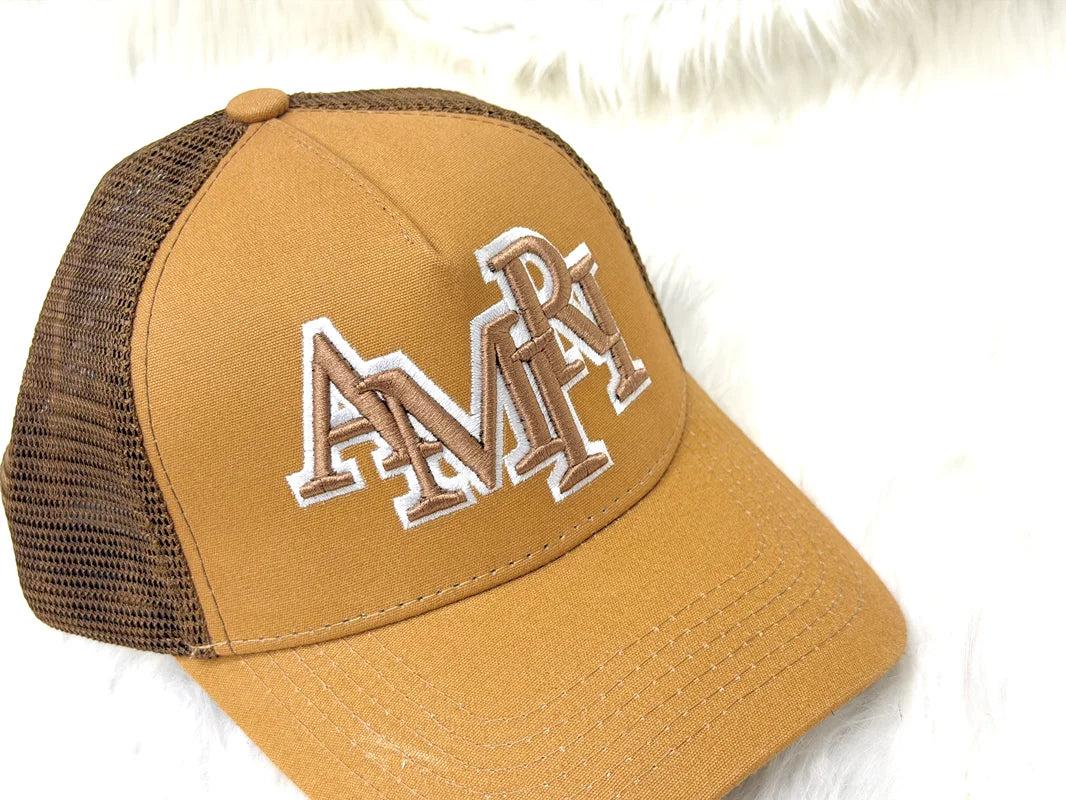 AMIRI Brown MA Embroidered Trucker Cap