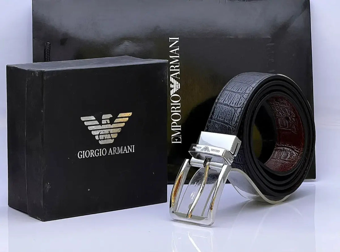 Armani Silver Simple Buckle Belt For Men