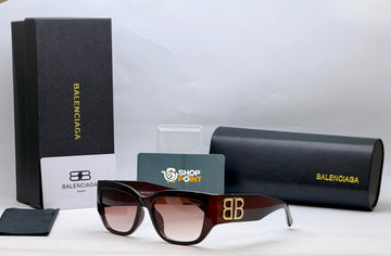Balenciaga Brown Rectangular Sunglasses