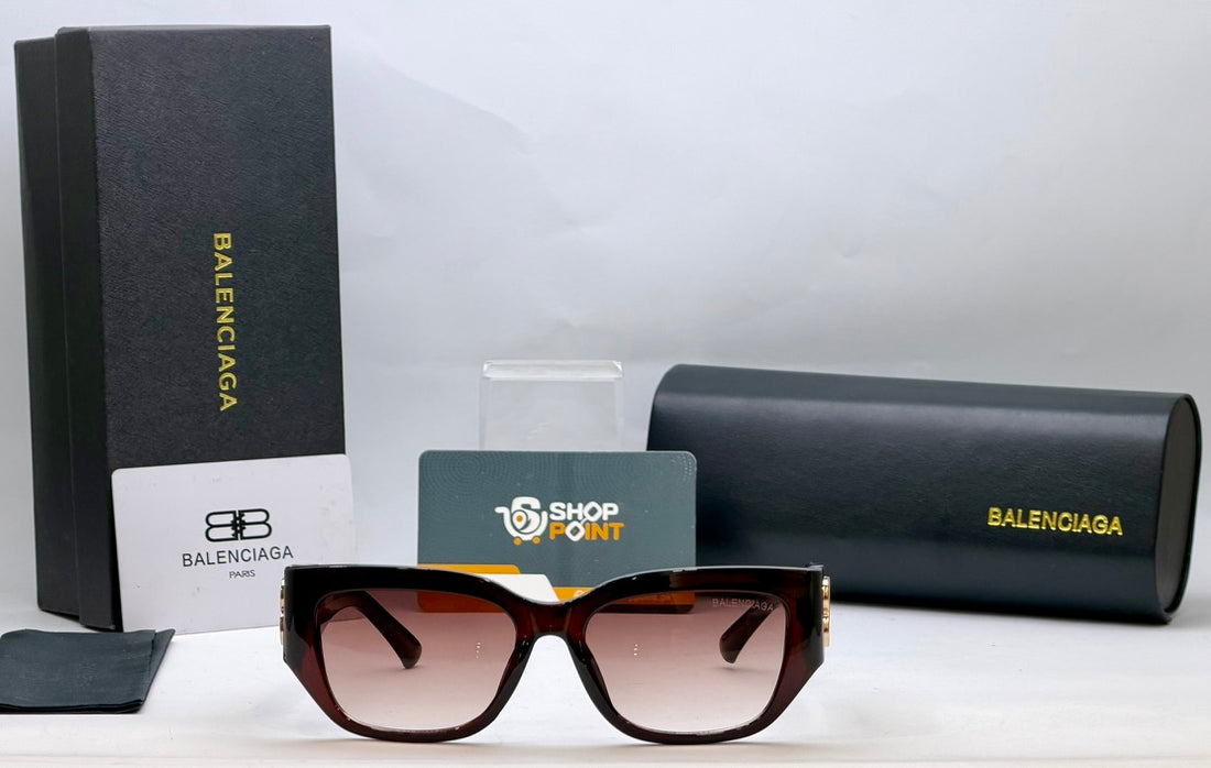Balenciaga Brown Rectangular Sunglasses