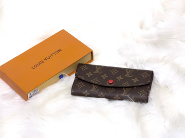 Brown Monogram Flap Long Wallet with Red Interior
