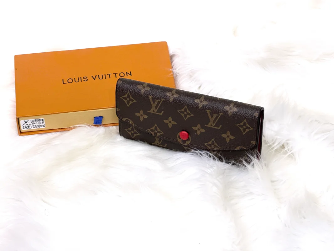 Brown Monogram Flap Long Wallet with Red Interior