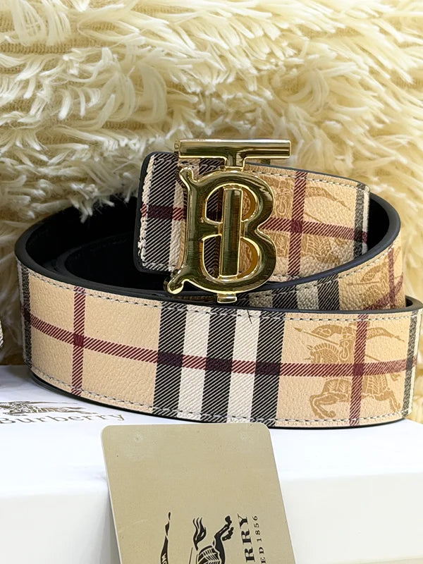 Burberry B14#G Apricot Check Belt & Wallet Set
