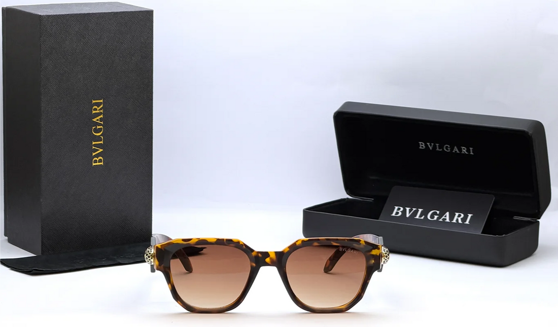 Bvlgari Tortoise Angular Sunglasses
