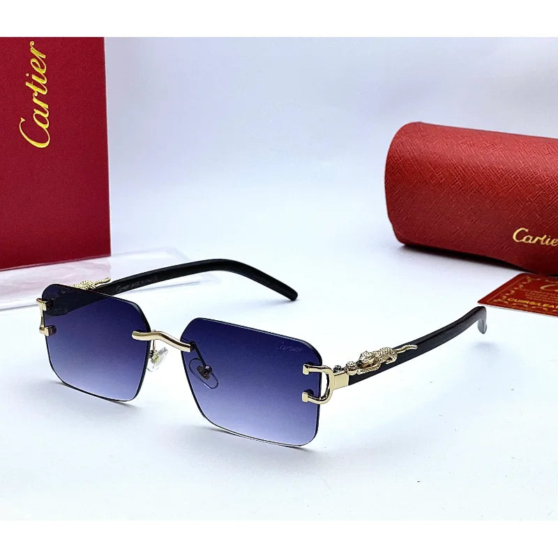 Cartier Brown Rimless Sunglasses