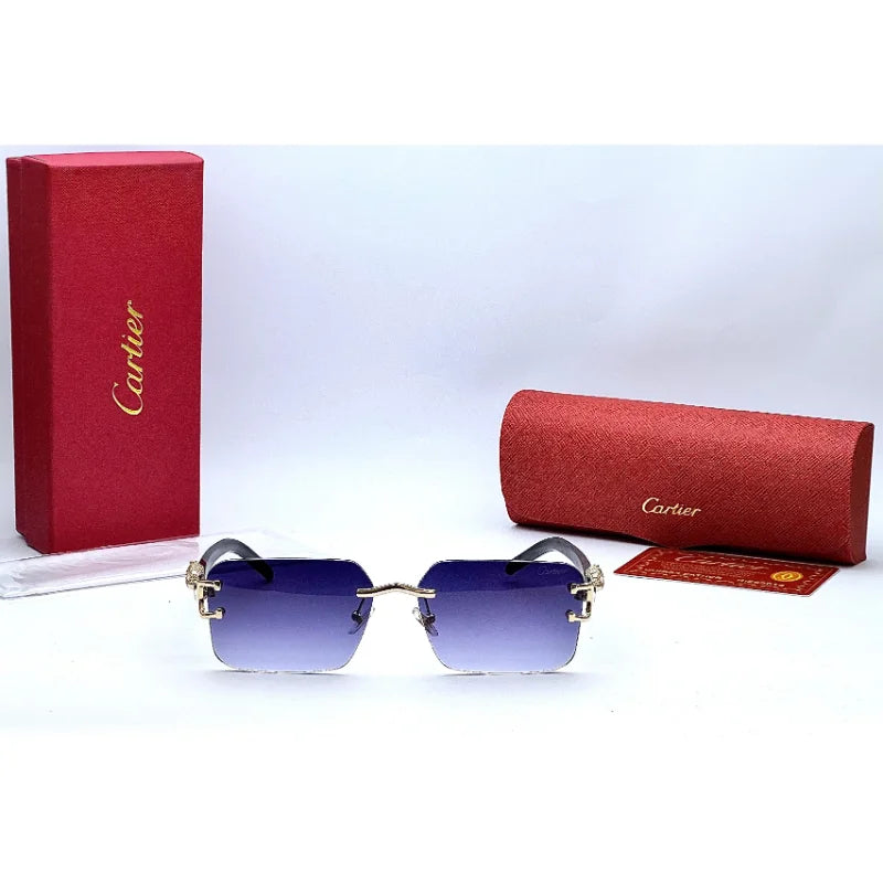 Cartier Black Rimless Sunglasses