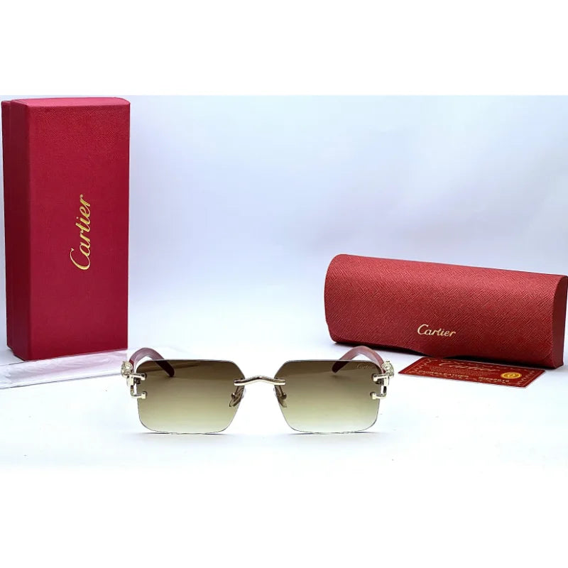 Cartier Brown Rimless Sunglasses