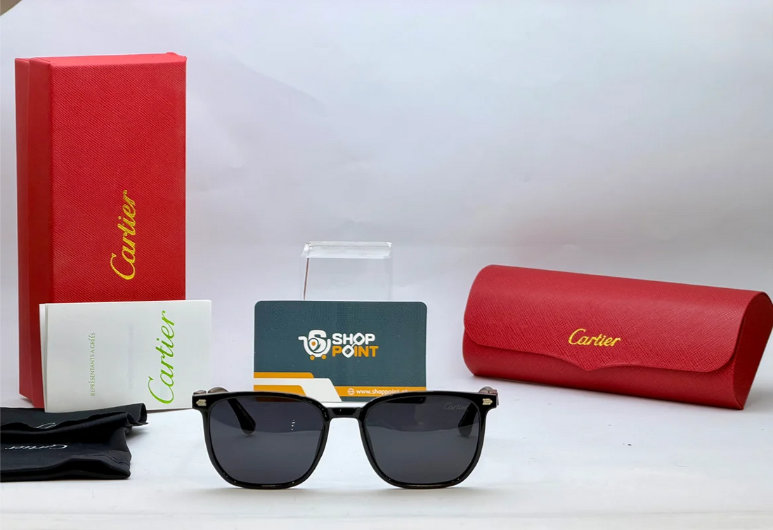 Cartier 4593 Glossy Black Square Frame Sunglasses