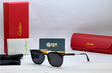 Cartier 4593 Glossy Black Square Frame Sunglasses