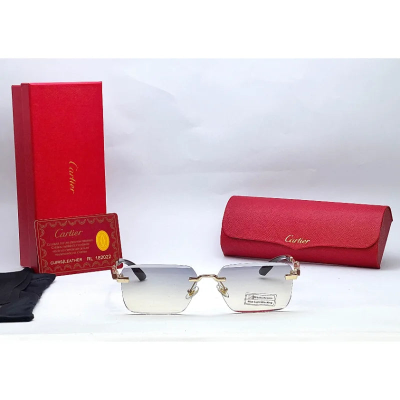 Cartier Brown Rimless Sunglasses