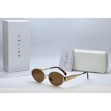 Celine TRIOMPHE Gold Brown Metal Sunglasses