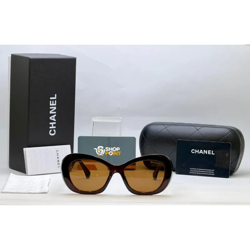 Chanel Brown Oval Sunglasses