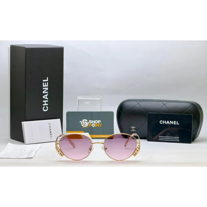 Chanel Rose Gold Round Sunglasses