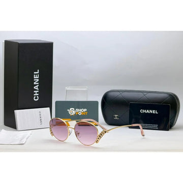Chanel Rose Gold Round Sunglasses