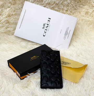 Coach Black Signature Embossed Long Wallet