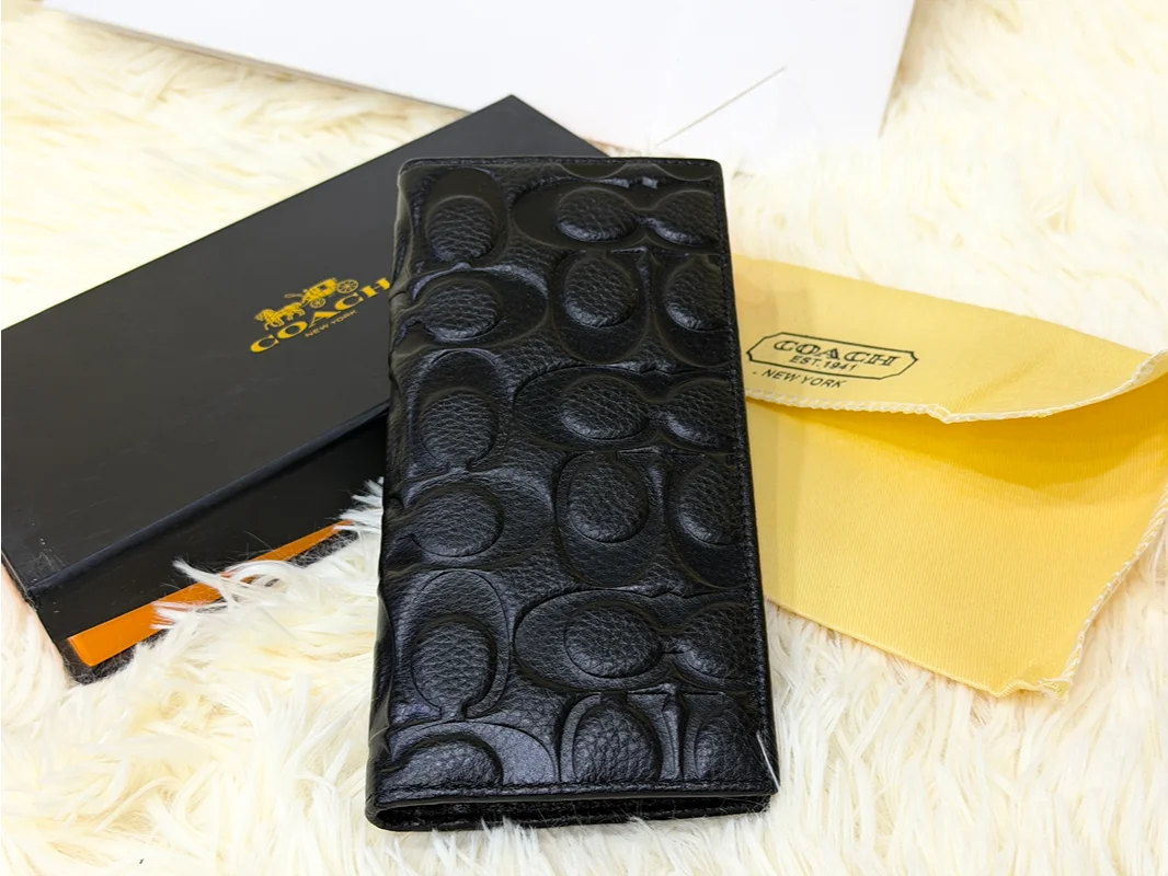 Coach Black Signature Embossed Long Wallet