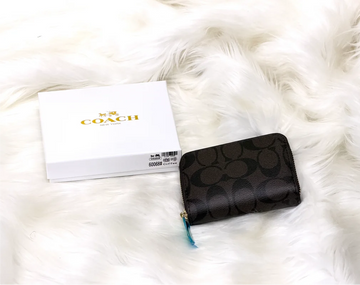 Coach Signature Canvas Accordion Card Holder Wallet – Black