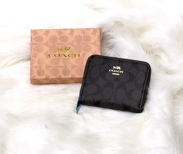 Coach Signature Canvas Zip Wallet – Black