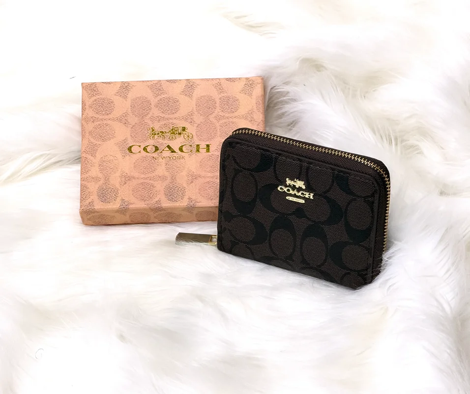 Coach Signature Canvas Zip Wallet – Black