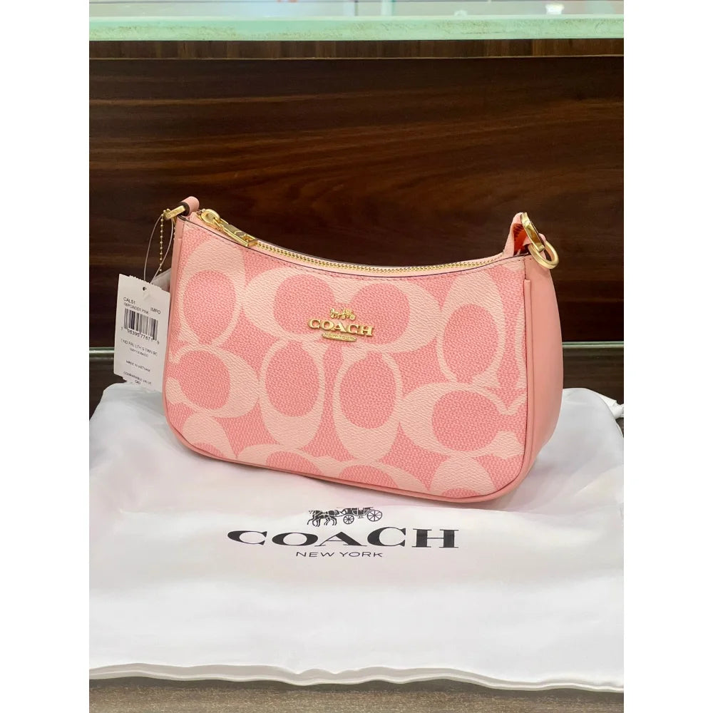 Coach Teri Shoulder Bag – Pink Signature Canvas | Premium Quality Handbag