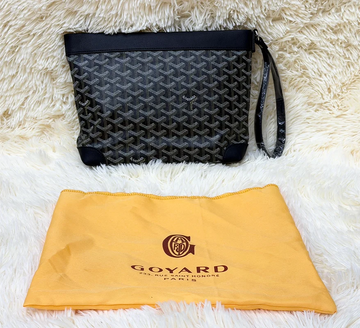 Goyard Black Monogram Wristlet Pouch with Adjustable Strap