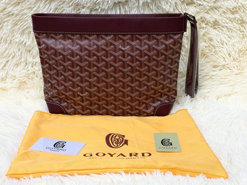 Goyard Marron Geometric Pattern Wristlet Pouch with Matching Strap