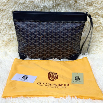 Goyard Midnight Blue Patterned Wristlet Pouch with Side Strap