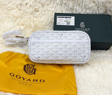 Goyard White Geometric Pattern Zip Pouch