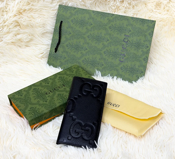 Gucci Black GG Monogram Long Wallet