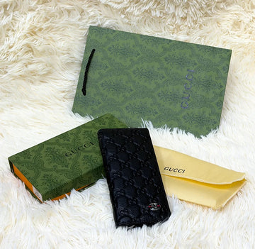 Gucci Black GG Monogram Long Wallet