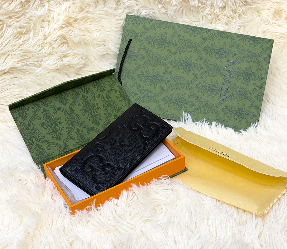 Gucci Black GG Monogram Long Wallet